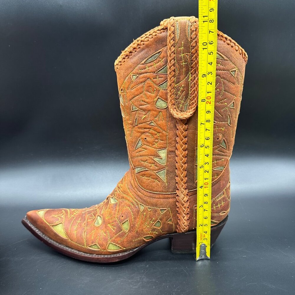 Old Gringo Wyoming Tooled Brown Leather Short Cowgirl Cowboy Western Boots 7.5 - Picture 10 of 16